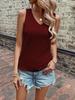 Summer Backless V-neck Knit Casual Sports Tank Top for Women