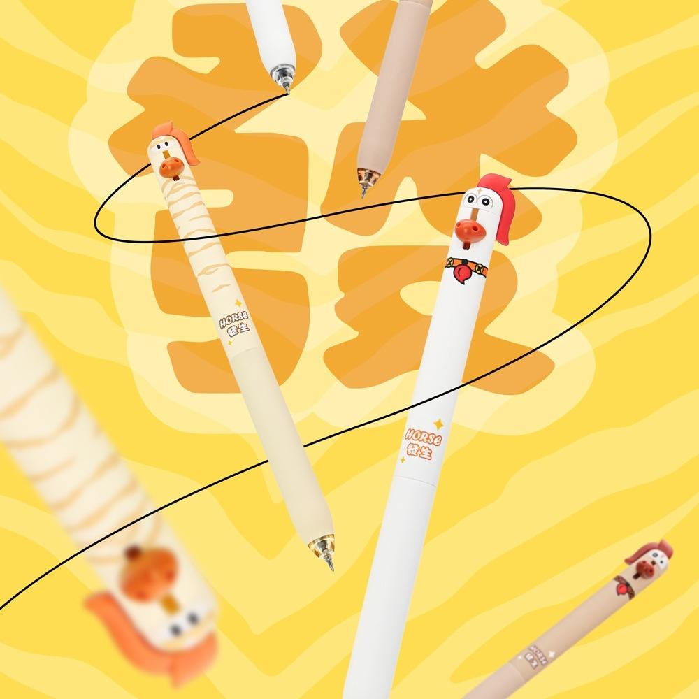 1/4pcs Creative Cartoon Horse Gel Pen 0.5mm ST Tip Ballpoint Quick Dry Ink Smooth Writing Pen for Daily Study & Office