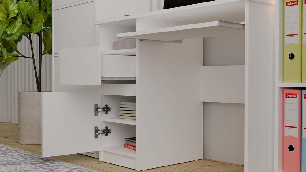 Porto Computer Desk Right White Drawer Cabinet Shelf For Home Office