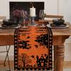 Halloween Home Tischläufer Spukhaus Orange Schwarz Kürbis Tischläufer Kommode Schal Halloween Abendessen Leinen Tischläufer