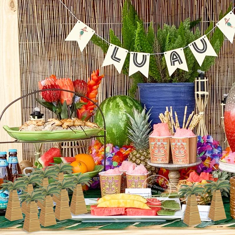10/20/30pcs Coconut Palm Tree Candy Box Paper Chocolate Sweet Treat Boxes Hawaiian Tropical Wedding Birthday Party Gift Packing