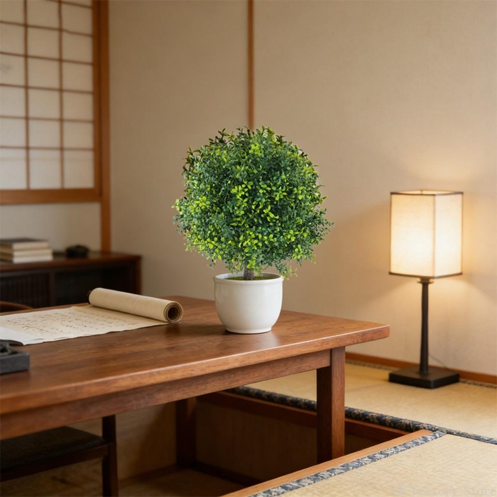 Artificial Boxwood Topiary Trees with Ground Stakes Plastic Greenery Decor for Villa Courtyard Garden Outdoor Patio Ornaments