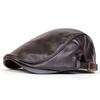 1Piece Men Solid Color Thick Pu Leather Forward Cap Duckbill Cap Outdoor Adjustable Warmth Sunscreen Casual Hat Suitable for Autumn Winter Travel