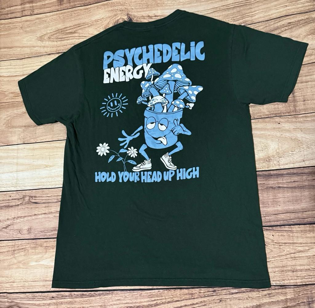 Psychedelic Energy T Shirt Size L Large Trippy Mushroom Hold Your Head Up High