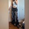 Unisex High Waist Straight Jeans Pants Loose Fit Streetwear Printed Denim Trousers