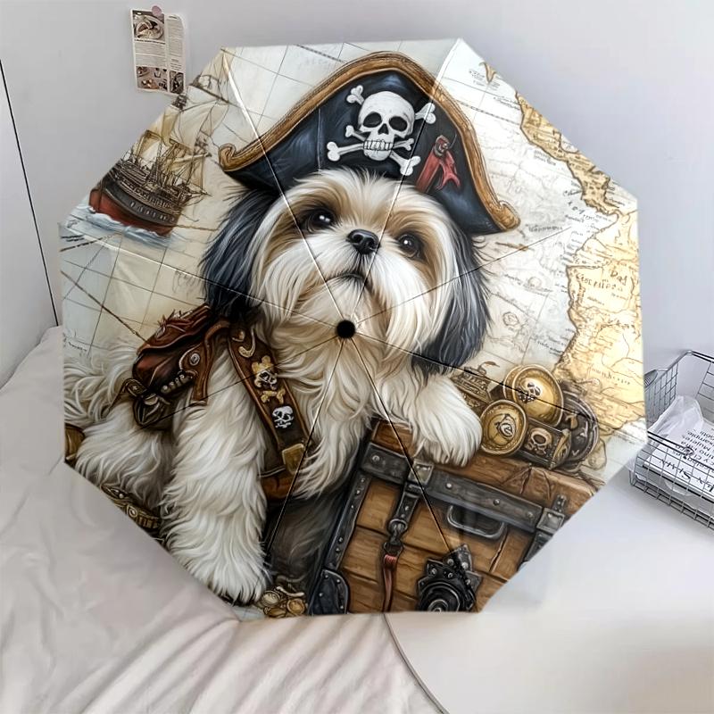 

Shih Tzu Oil Painting pattern, automatic folding umbrella, portable and foldable design, 8 ribs, a Christmas or birthday gift.