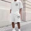 Smiley Face Print Two-Piece Set: 2026 Short-Sleeved T-Shirt & Shorts - Casual Sportswear in Stock