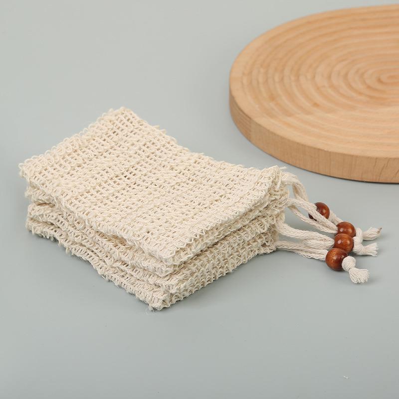 5pcs Natural Sisal Soap Bags Shower Bath Exfoliating Soap Saver Pouch Holder for Bath amp; Shower Use Soap Packaging Mesh Bags