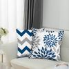 Light Blue Pillow Covers 18x18 Set of 4, Decorative Couch Throw Pillow Cover for Geometric Sofa,Linen Cushion Case Outdoor Home Decoration