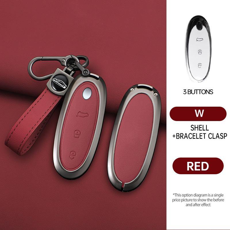 Zinc Alloy + Leather Car Key Case Cover Shell For Dongfeng Nammi 01New Engery High Level Keychain Protective Accessories