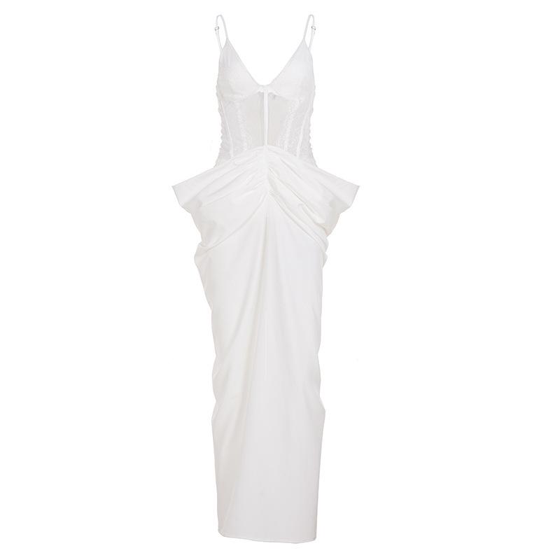 

Вечернее платье-сетка с кружевом, плиссированное, прозрачное, в европейском и американском стиле, для женщин Small