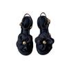 Thick-soled Fairy Style Sandals Women's 2025 New Summer French Retro Style Flower Round Head Open-toed Roman Sandals