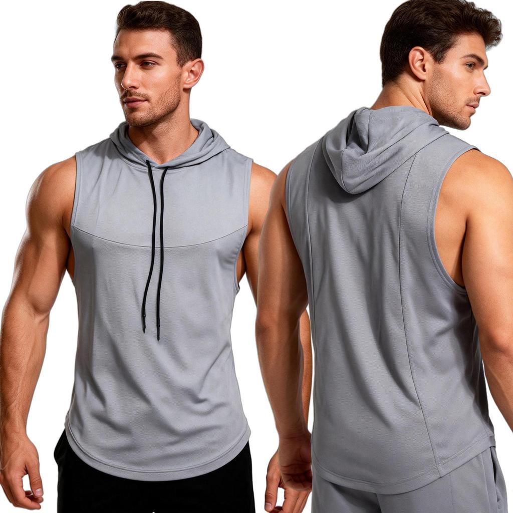 Hooded Muscle Tank Top for Men Athletic Basketball Vest Breathable Gym Fitness Sleeveless Shirt