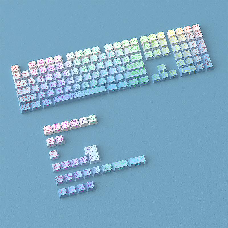 Xiaomi 134 Keys Blue Contour Side Print RGB Backlit Keycaps Double Shot PBT Keycaps Cherry Profile for MX Switches Mechanical Keyboard