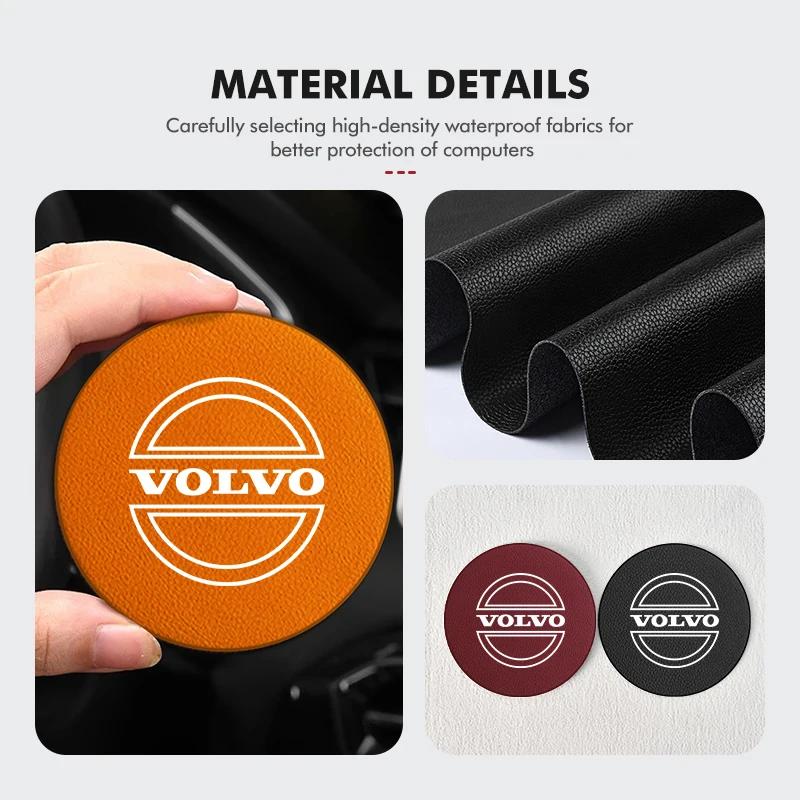 2pcs Car Cup Coaster High Quality Colorful Non Slip Pad Parts For Volvo AWD XC60 S40 XC40 XC90 C30 C70 S60 S80 S90 T6 V40 V50