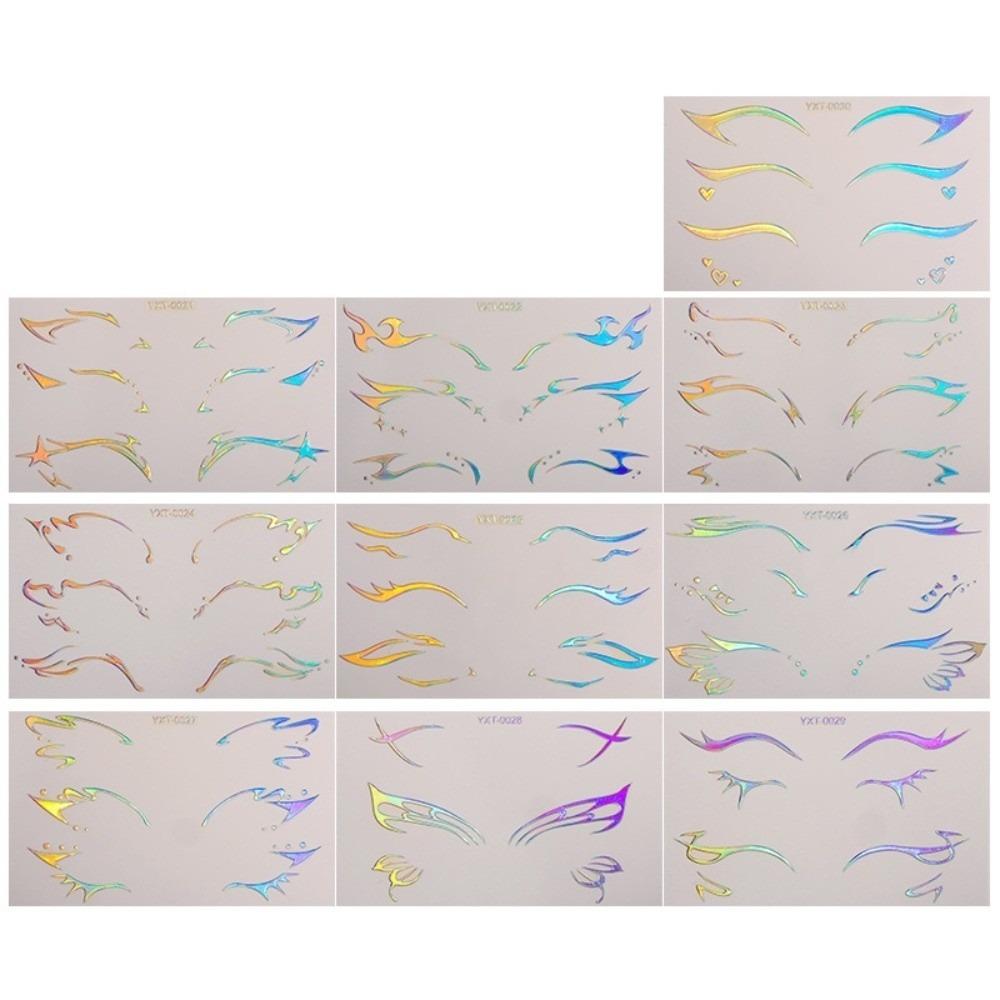 10 Stück Aurora Eyeliner Augenbrauen Tattoo Aufkleber Wasserdicht Metallische Make-up Patches Gesichtskunst