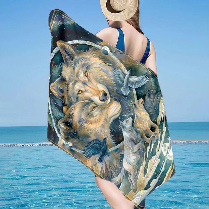 Wolf Pack Wilderness Beach Towel, Super Soft Microfiber, Gift for Her/Him, Birthday, for Pool, Beach, Travel, Home Decor Fan gifts