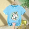 Cute Unicorse Hole Cartoon Print Kids Tshirt Summer Childrens Cotton Short Sleeve Casual Tops for Boys and Girls