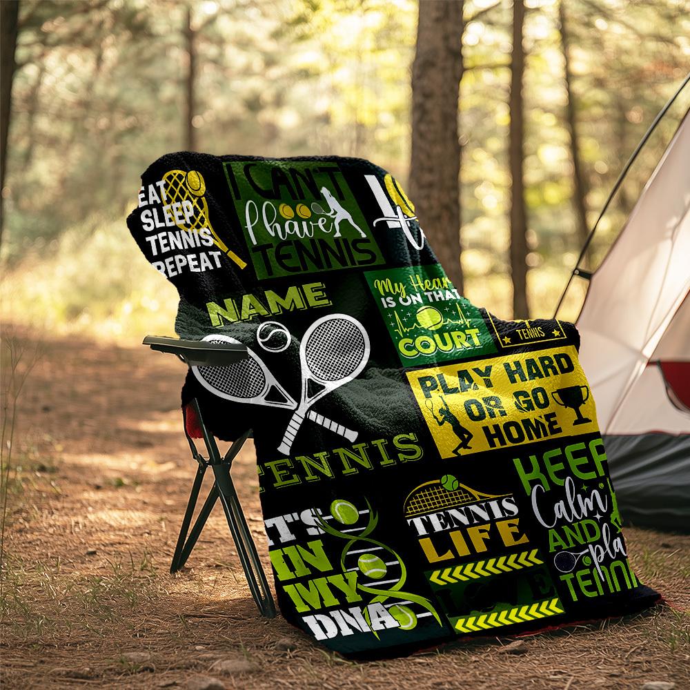 Tennis Outdoor Customize Your Name Blanket Comfortable Soft Lightweight Allseason Multipurpose Blanket For Travel Camping Picnics Sofa Office Bed
