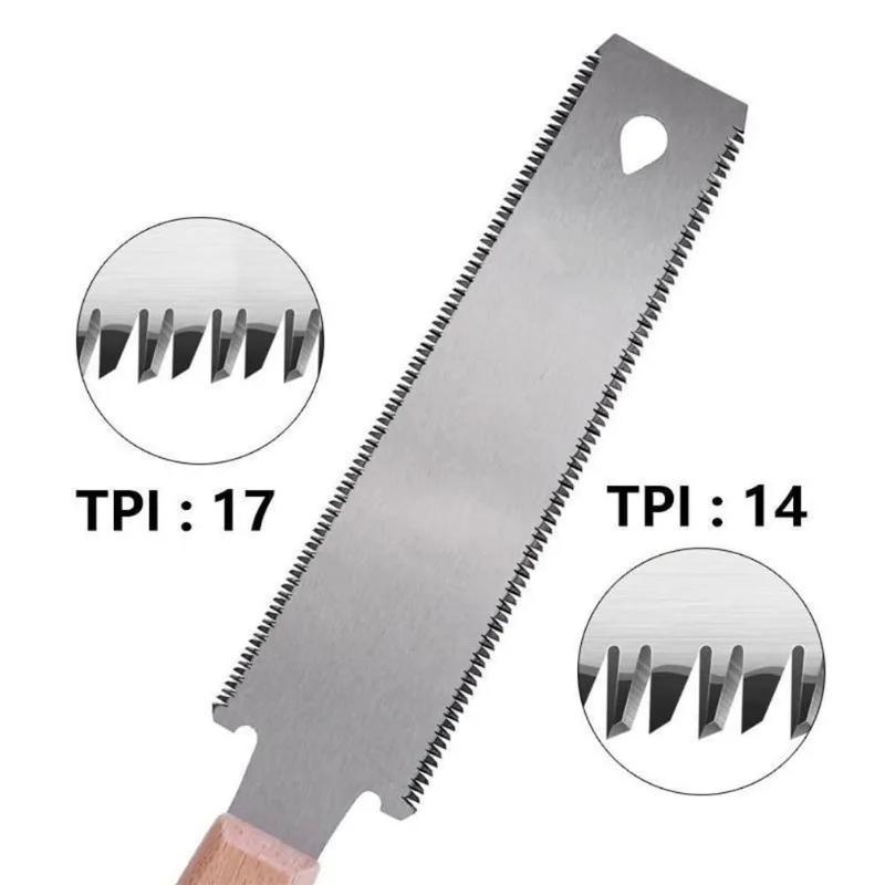 Liten håndsag med dobbeltsidig blad for saging, 6-tommers blad håndsag for trebearbeiding, PVC-rørskjæring, DIY-prosjekt