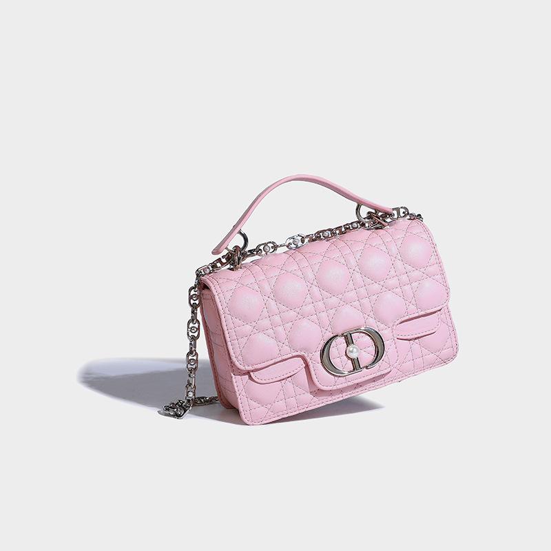 

Niche розовый бриллиант квадратный женский 2024 новый высококачественный модный портативный цепной плечевой мешок-мессенджер розовый