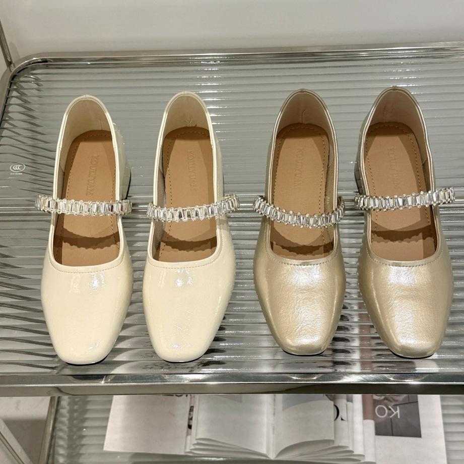 French Rhinestone Mary Jane Single Shoes Women's 2025 New Summer Skirt Evening Shoes Flat-soled Soft-soled Ballet Shoes