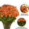 20Pcs Artificial Chrysanthemum 20 Head UV Resistant Fake Silk Flower with Green Leaves Autumn Garden Table Centerpiece Faux Bloom Decoration