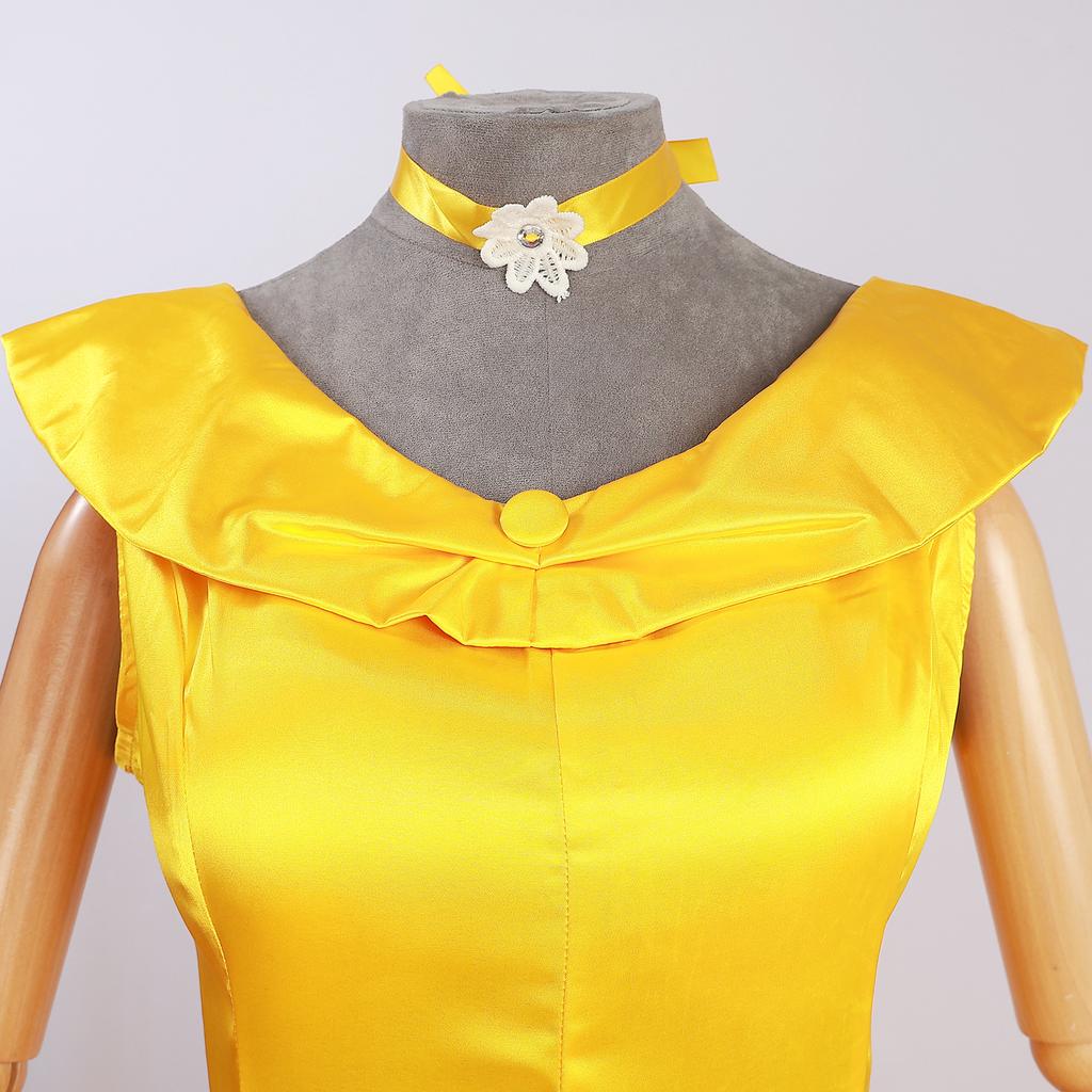 Belle Dress Cosplay Costume, Beauty and the Beast Fairy Tale Stage Outfit
