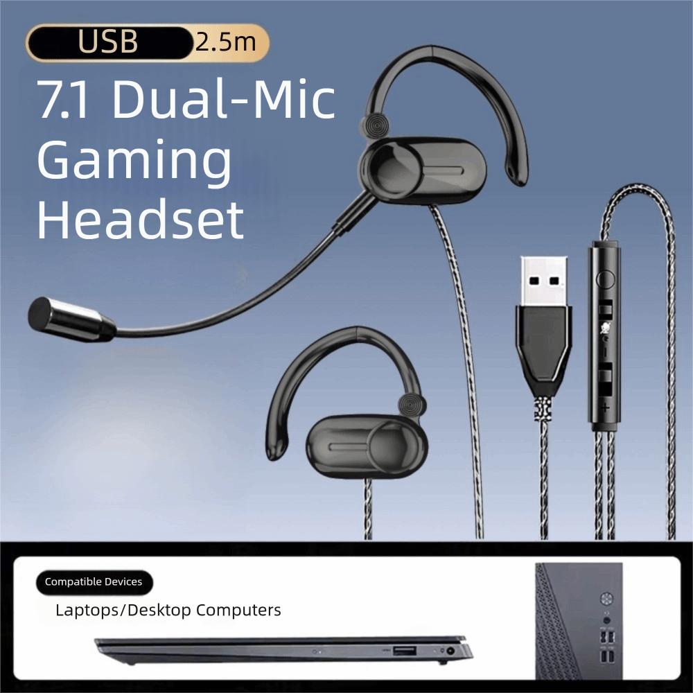 Open Ear Wired Headphones Dual Microphone Noise Reduction Wired Headset Detachable Microphone Ear-hook Wired Earphones Handsfree