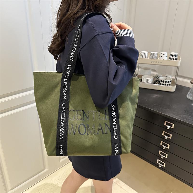 Cross-border Canvas Crossbody Bag: Large Capacity, Fashionable Single Shoulder Tote