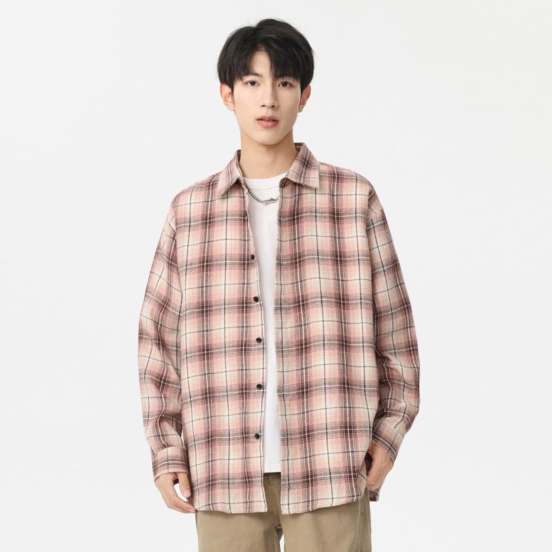 

Осенняя рубашка в клетку с длинными рукавами для мужчин и женщин, корейская версия, свободная повседневная куртка, универсальная рубашка для пары 3XL