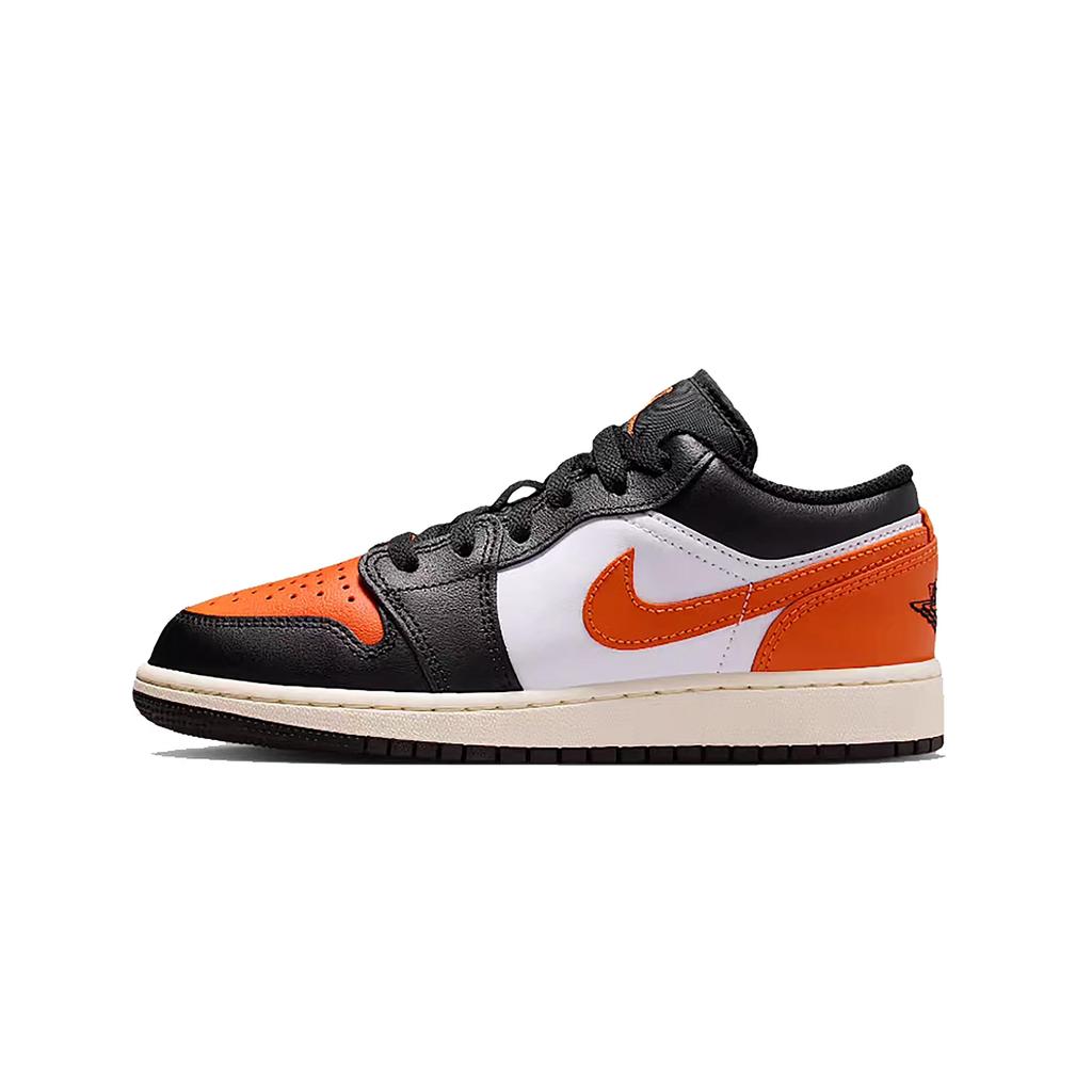 Jordan Air Jordan 1 Leather Slip Resistant Abrasion Resistant Low Top Vintage Basketball Shoes Women's Black Pink 553560-081(Team1517-)