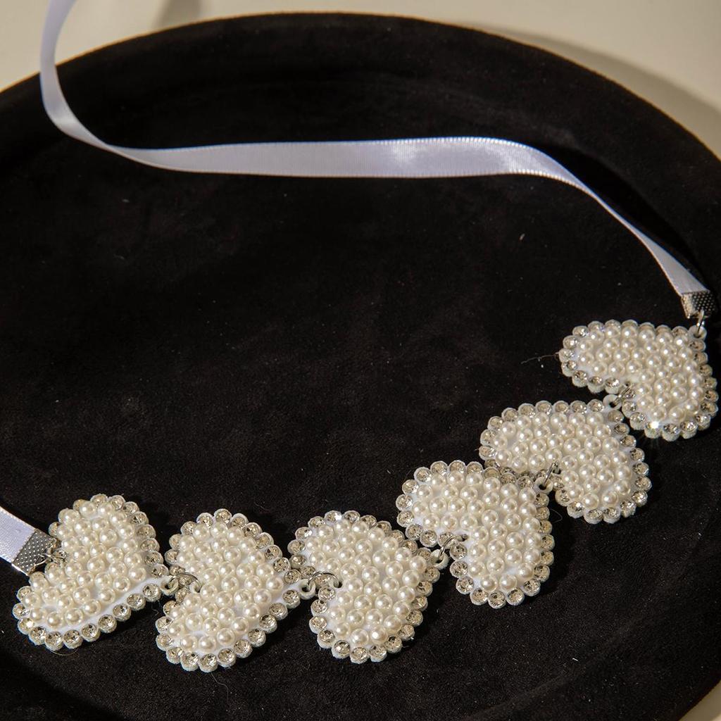 Summer New White Romantic Love Non Woven Ribbon Choker Necklace Women's Accessories Valentine's Savings Gift Clavicle Necklace