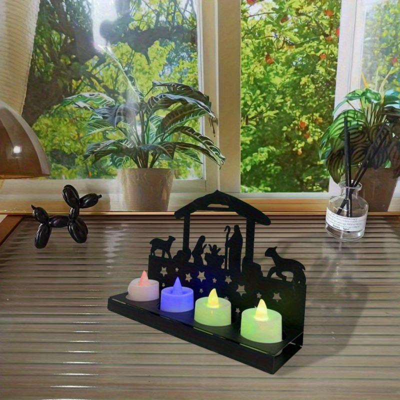 Christmas Metal Candle Holder 4 Candles Festive Decor Living Room
