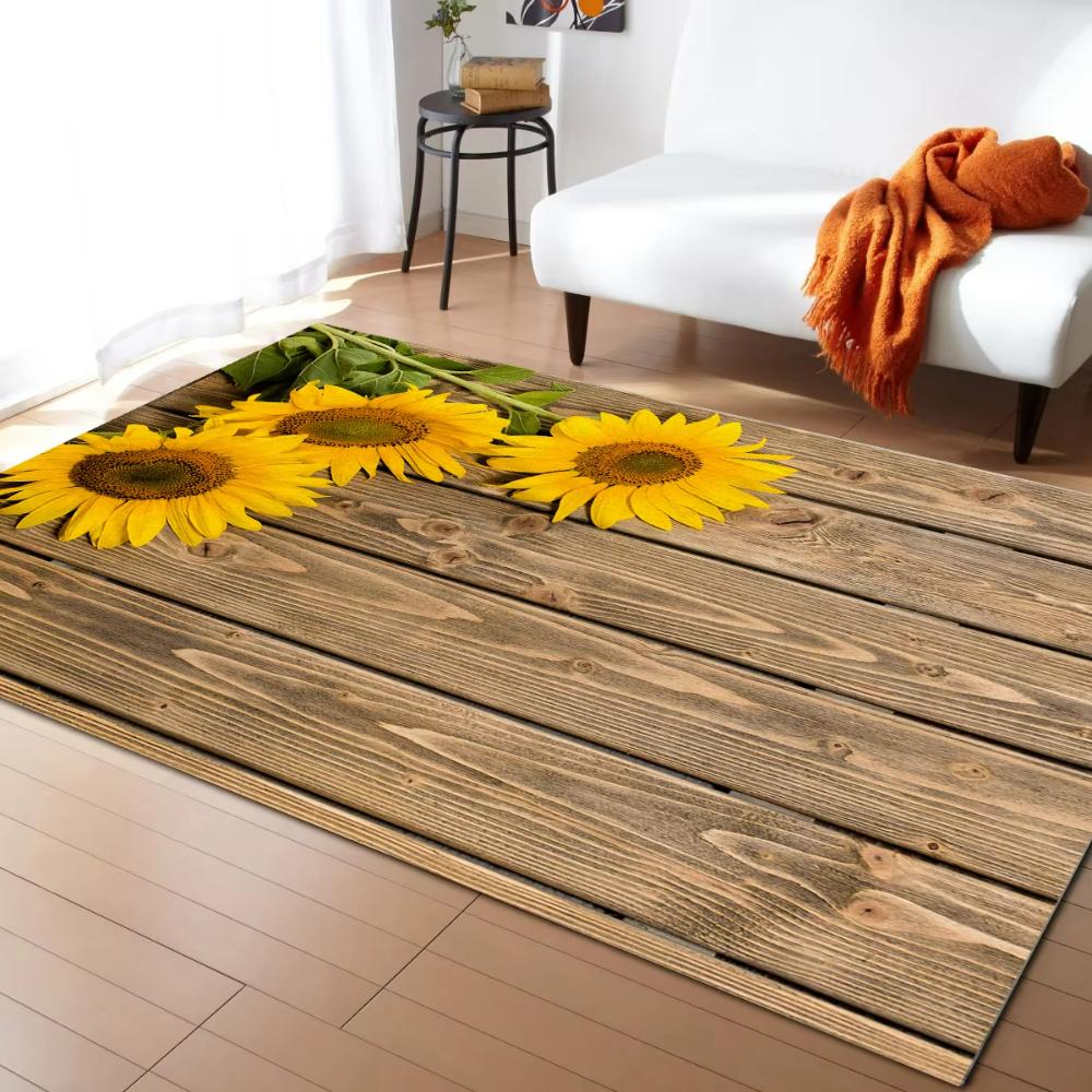 Positive Summer Spring Sunflower Field Carpets for Living Room Decor Hallway Balcony Floor Mats Leisure Sofa Coffee Table Mat