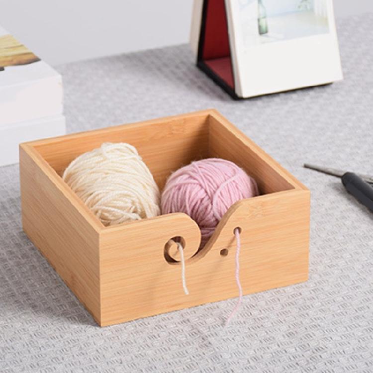 Wood Yarn Bowl with Lid Knitting Wool Organizers Knitting Yarn Holder Wood Yarn Dispenser Bowl for Crocheting Knitting