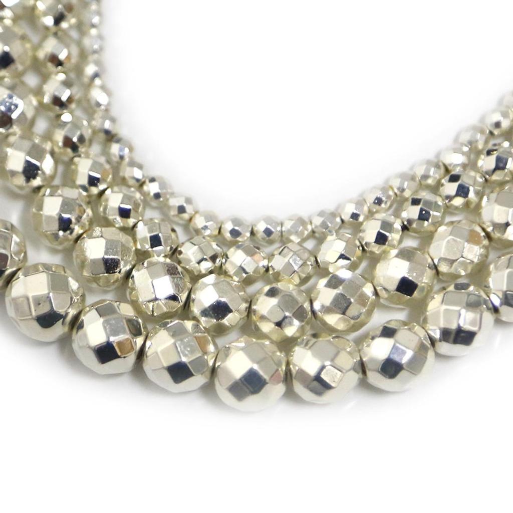 Zlato Stříbro Fasetovaný Kulatý Černý Hematit Přírodní Kámen 4/6/8/10 mm Distanční volné korálky pro výrobu šperků