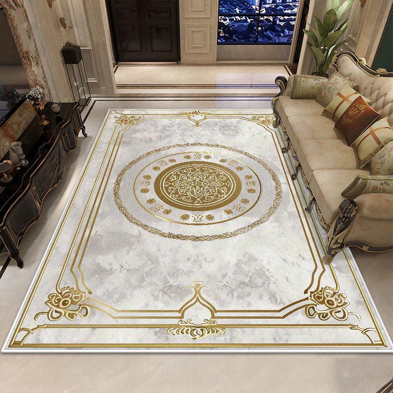 Golden Luxury Decoration Carpet Living Room European Style Large Area Rugs Sofa Area Coffee Tables Bedroom Non-slip Floor Mat