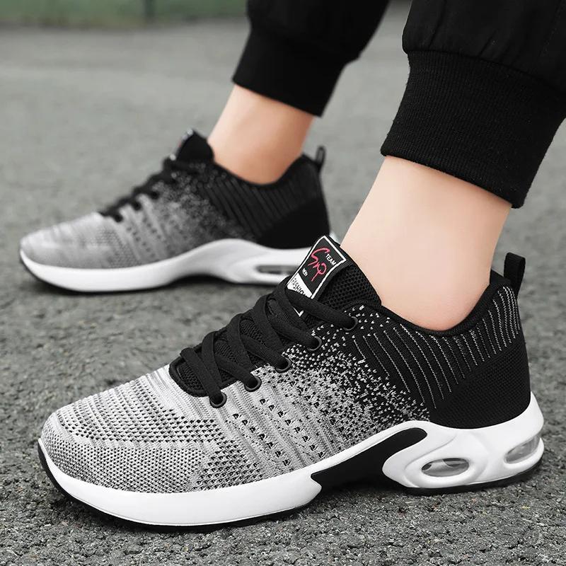 

Fashion Men Sneakers Summer Casual Antiskid and Wear-resistant Jogging Shoes Lightweight Breathable Running Walking Knit Shoes 39-45 39 чёрный