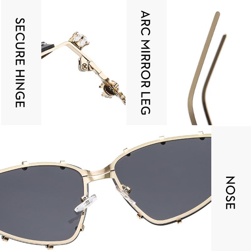 Glasses Punk Sunglasses Oversized Cat Eye Glasses Metal Oversized Oval Shades Frame Vintage Bling Eyeglasses
