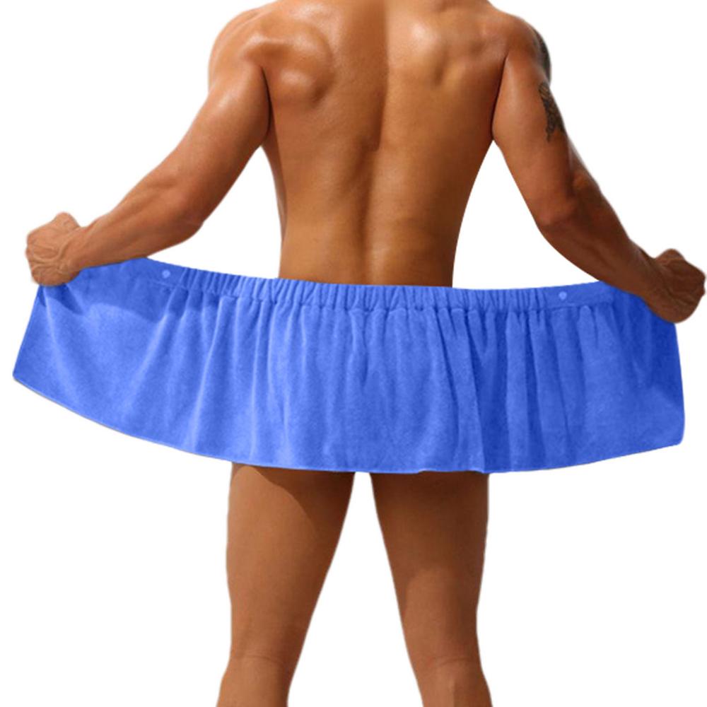 Men Shower Towel Wrap Adjustable Body Wrap Towel Soft Wearable Bath Towel Wearable Shower Wrap Short Pants Absorbent Quick Dry синий