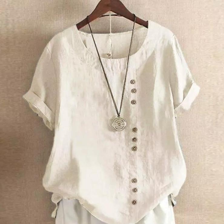 Elegantes Baumwoll-Knopfhemd für Damen - Unifarben, Perfekt für Frühling/Herbst EMA