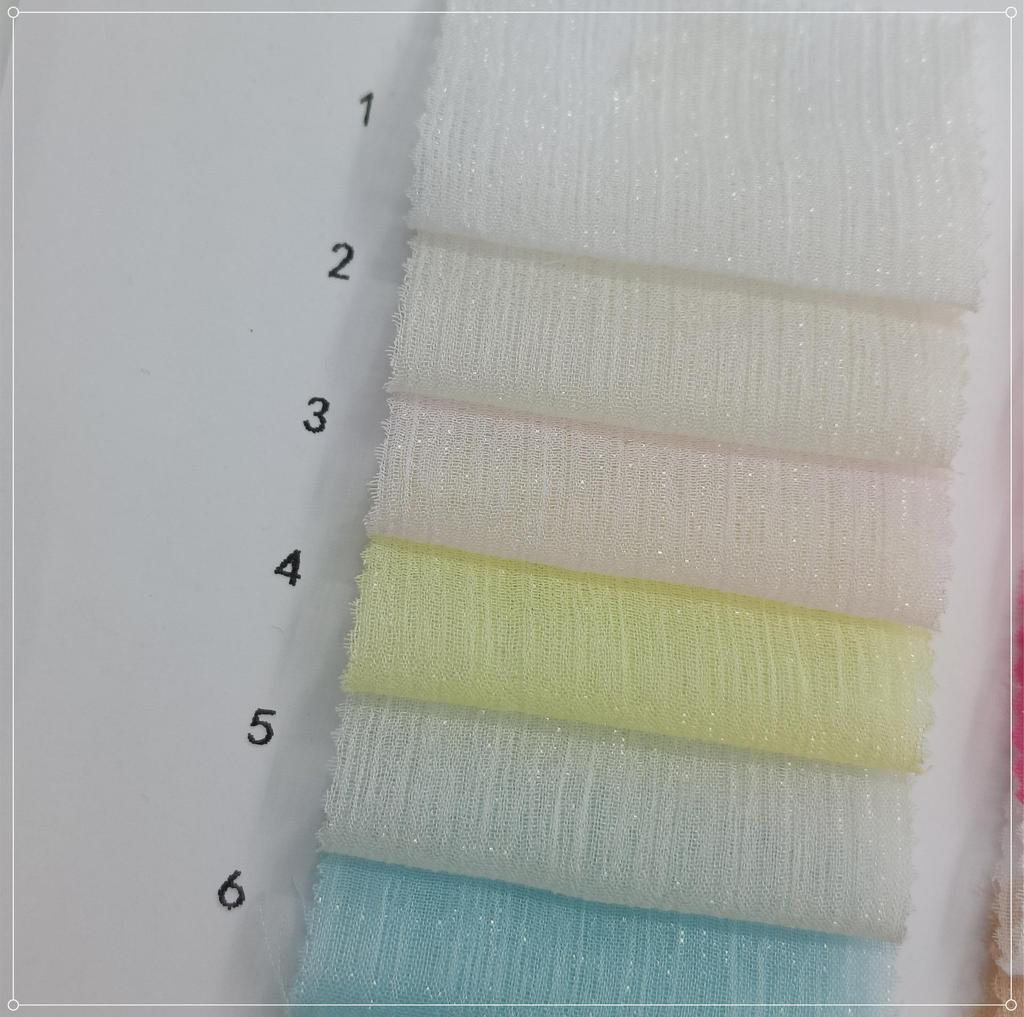 Silver Silk Crepe Skirt Fabric with Glittering Yarn - Lolita Chiffon Hanfu for Spring/Summer Women's Fashion