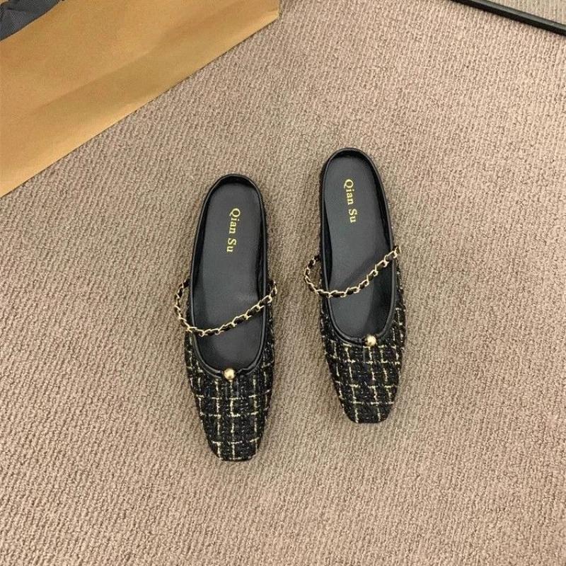 Fashion Mary Jen Shoes Square Toe Summer Women's Slippers and Ladies Sandals Sale New Style Fashion Slides 2025 Trend Comfortable Elegan