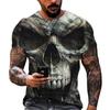 Men's Casual T-Shirt, Gothic Skull Heart Hands Graphic Black Short Sleeve Crew Neck Tee Cool Streetwear Halloween Fashion Top