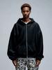 Erer Men Oversized Sweat Hoodie Zip-Up Black
