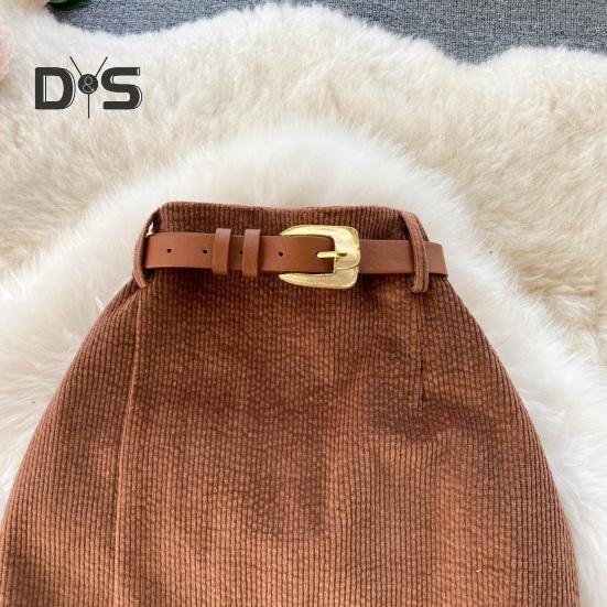 Dámská sukně dělená jednobarevná sukně s vysokým pasem měkká tlustá hřejivá měkká vložka dojíždění elegantní styl zapínání na zip délka do poloviny lýtek midi sukně