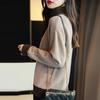 Women's Asymmetrical Collar Sweater Autumn and Winter Bestselling Knitted Sweater Color-Block Sweater Loose Outer-Wear Sweater Versatile Base Layer