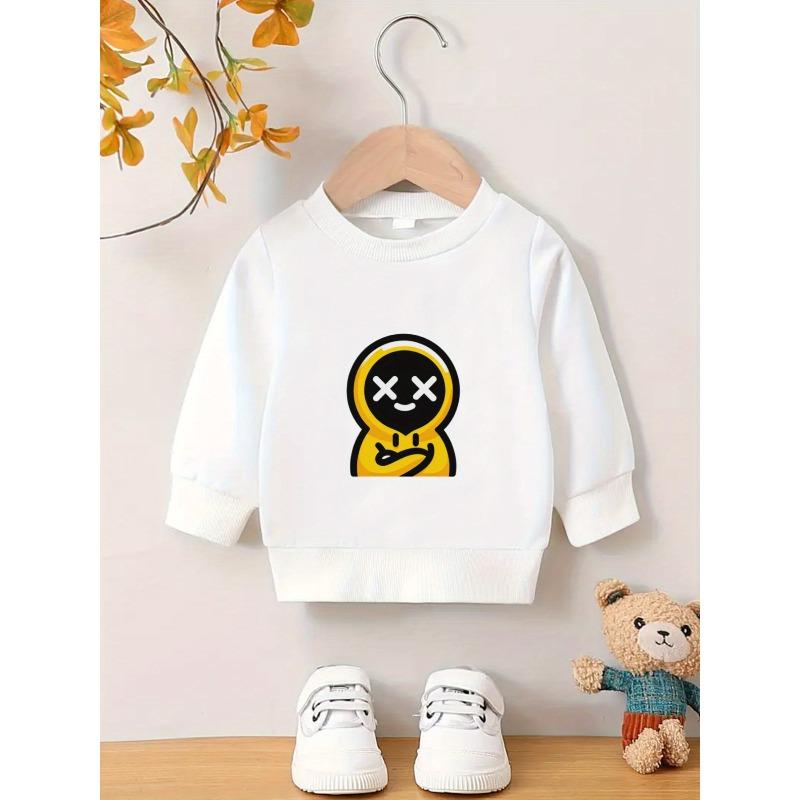 European Size Cool Cartoon Print Pattern, 0-3 Year Old Baby Boy Skin Friendly Soft Spring and Autumn Baby Thin Versatile Round Neck Hoodie