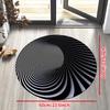 Optical Illusion Spiral Round Rug Black White Modern Art Flannel Floor Mat for Living Room Office Gaming Room Visual DepthDesign